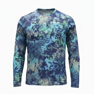 Fishing Shirt Huk Size M Mens Blue Excellent Long‎ Sleeve Kryptek Pontus Camo